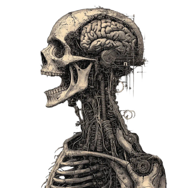 Cyberpunk Biomechanical Skeleton Vinyl Car Decal Sticker – Waterproof & UV-Resistant 8"