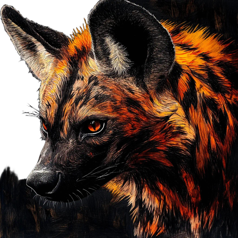 Striped Hyena Portrait Vinyl Car Decal Sticker – Waterproof & UV-Resistant 8"