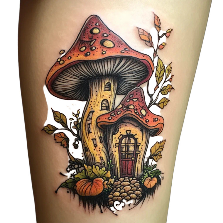 Mushroom Fairy House Vinyl Car Decal Sticker – Waterproof & UV-Resistant 8"