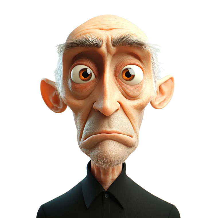 Stylized Elderly Animation Vinyl Car Decal Sticker – Waterproof & UV-Resistant 8"