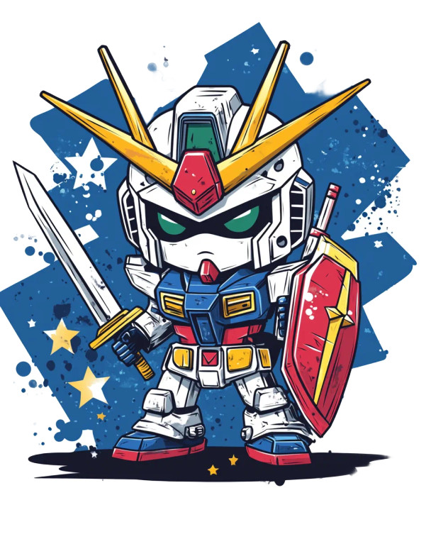 Chibi Gundam Warrior Vinyl Car Decal Sticker – Waterproof & UV-Resistant 8"