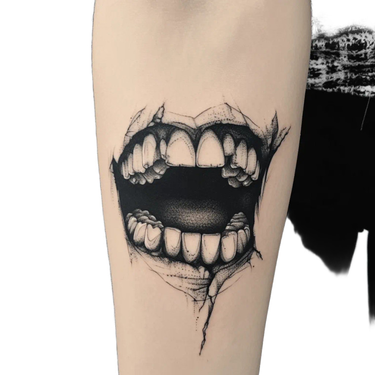 Tattoo Tooth Vinyl Car Decal Sticker – Waterproof & UV-Resistant 8"