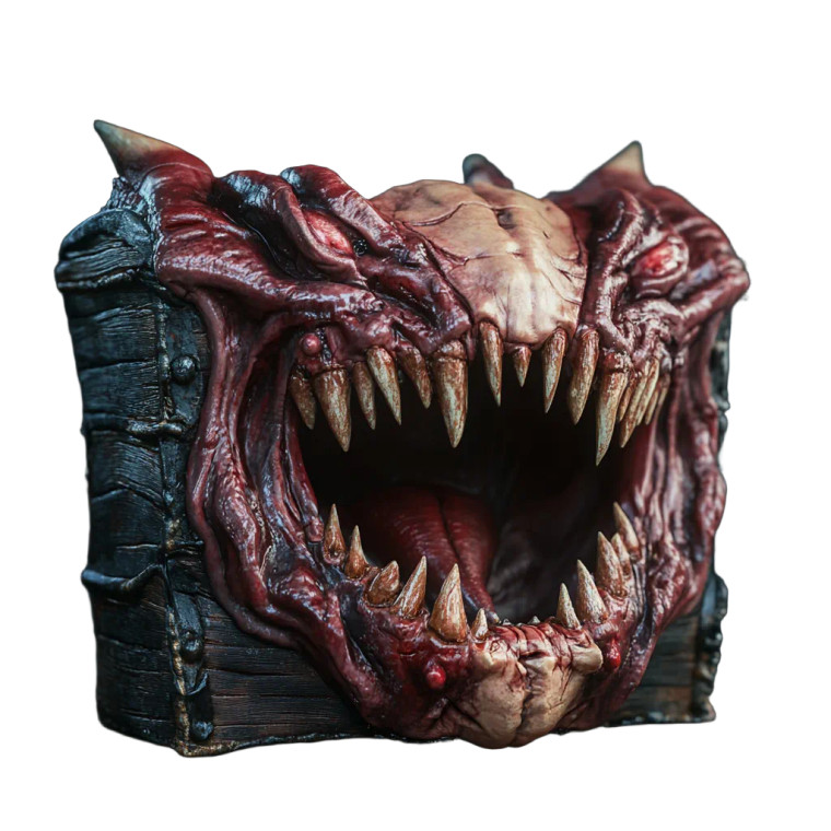 Monstrous Mimic Chest Vinyl Car Decal Sticker – Waterproof & UV-Resistant 8"