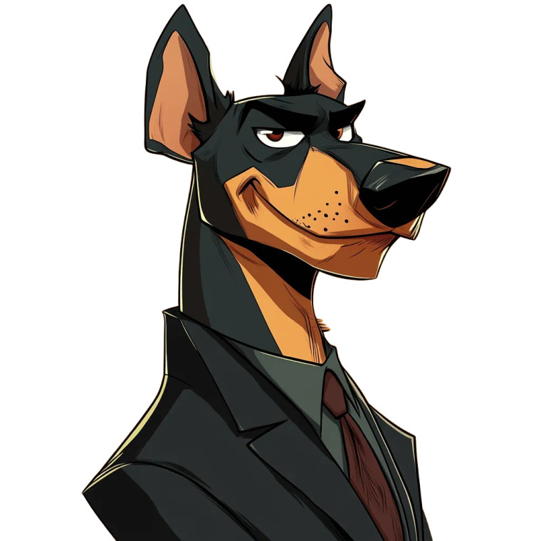 Mischievous Doberman Suit Vinyl Car Decal Sticker – Waterproof & UV-Resistant 8"