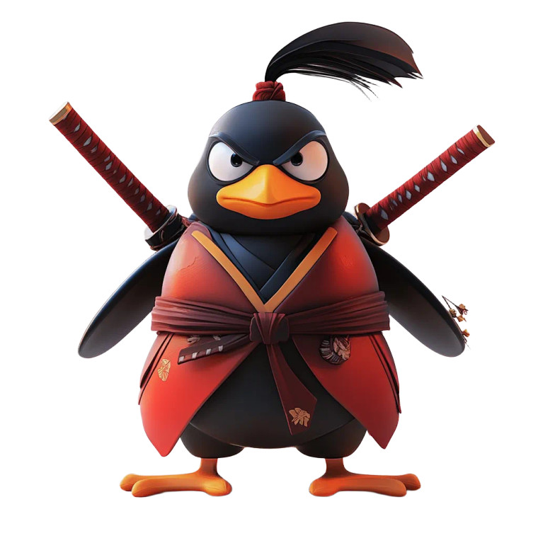 Penguin Samurai Vinyl Car Decal Sticker – Waterproof & UV-Resistant 8"