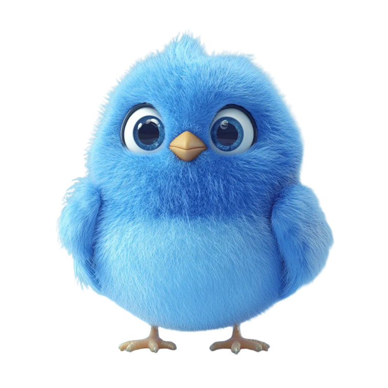Blue Plush Bird Vinyl Car Decal Sticker – Waterproof & UV-Resistant 8"