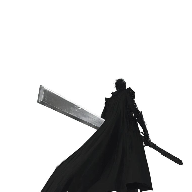 Dark Robed Swordsman Vinyl Car Decal Sticker – Waterproof & UV-Resistant 8"