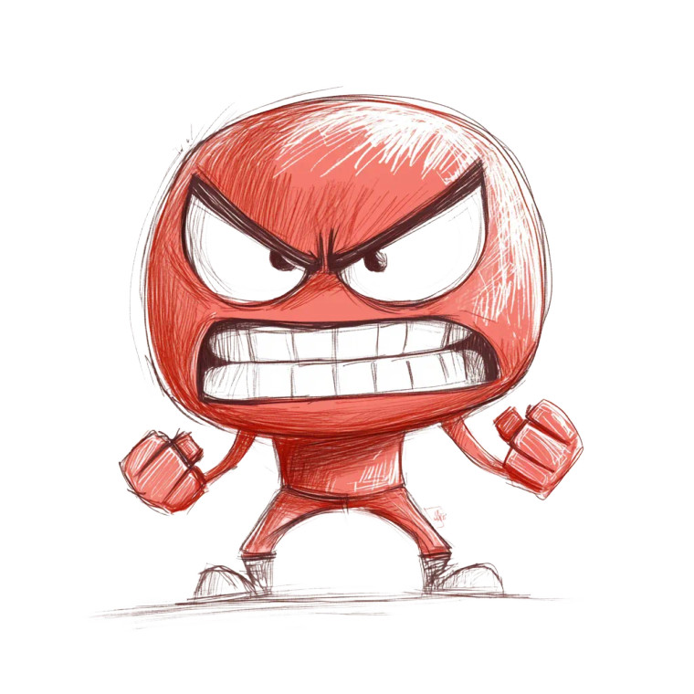 Anger Cartoon Sketch Vinyl Car Decal Sticker – Waterproof & UV-Resistant 8"