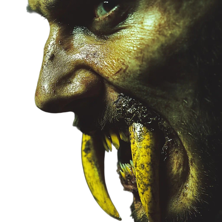 Yellow Tusks Horror Vinyl Car Decal Sticker – Waterproof & UV-Resistant 8"