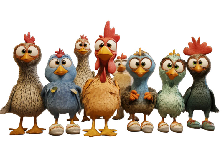 Colorful Chickens In Slippers Vinyl Car Decal Sticker – Waterproof & UV-Resistant 8"