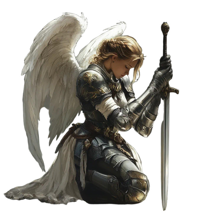Female Knight Angel Vinyl Car Decal Sticker – Waterproof & UV-Resistant 8"