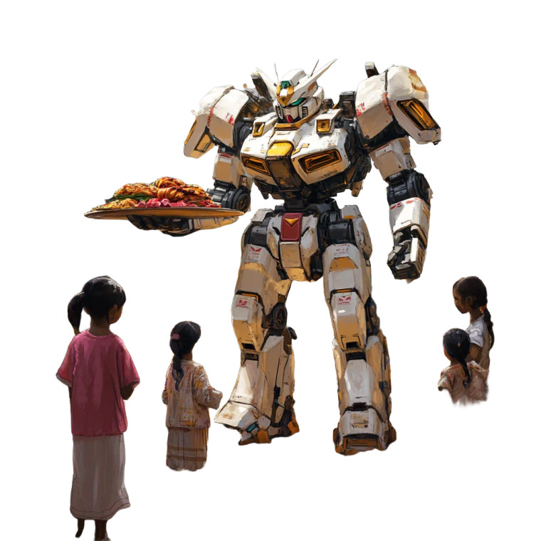 Gundam In Village Vinyl Car Decal Sticker – Waterproof & UV-Resistant 8"