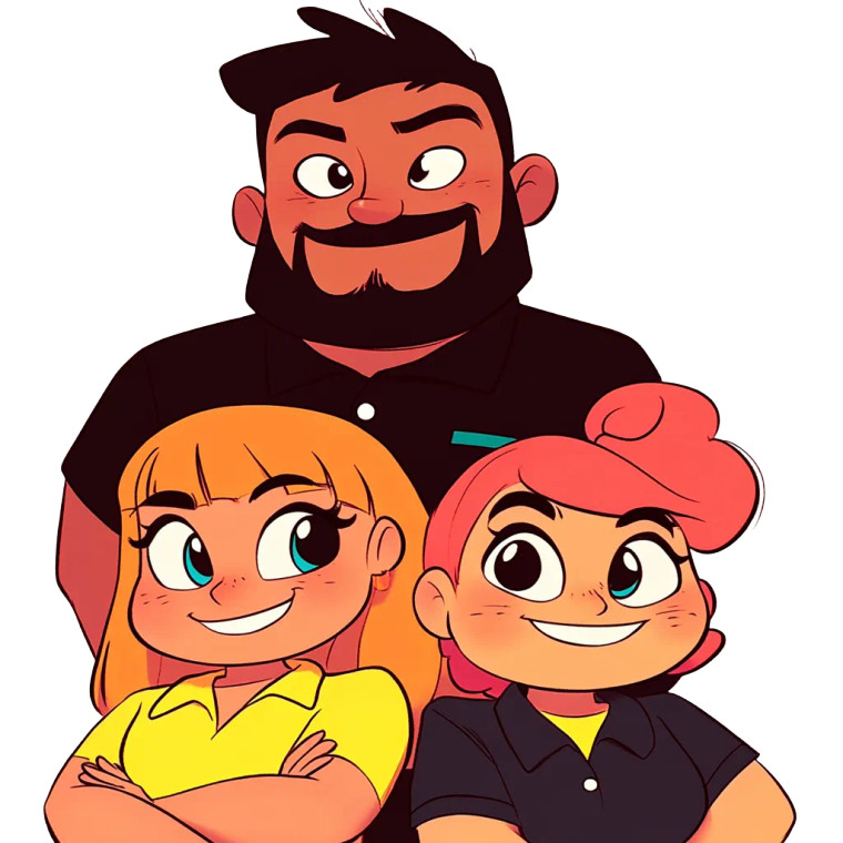 Multicultural Workers Cartoon Vinyl Car Decal Sticker – Waterproof & UV-Resistant 8"