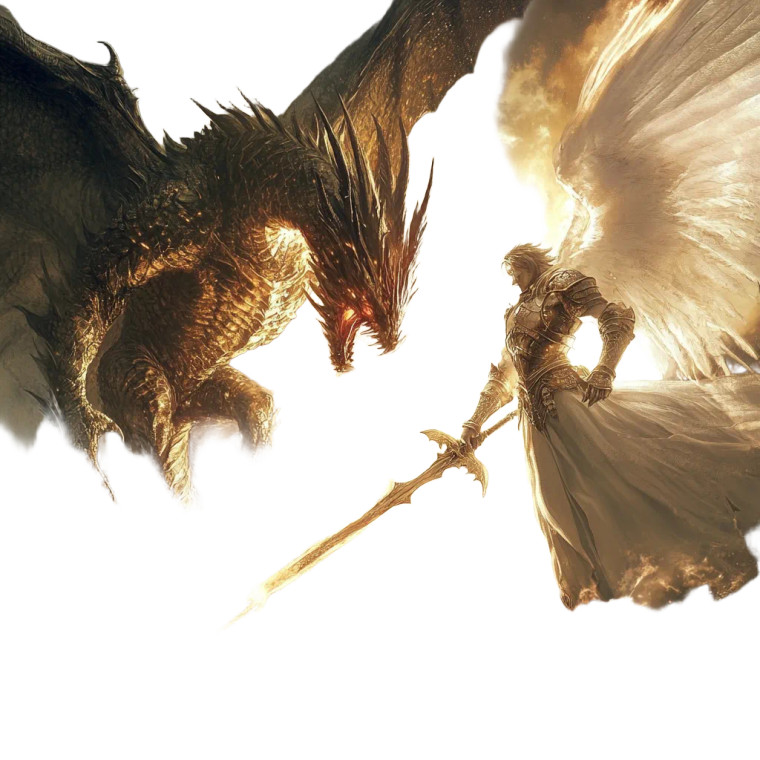 Dragon Vs Angelic Warrior Vinyl Car Decal Sticker – Waterproof & UV-Resistant 8"