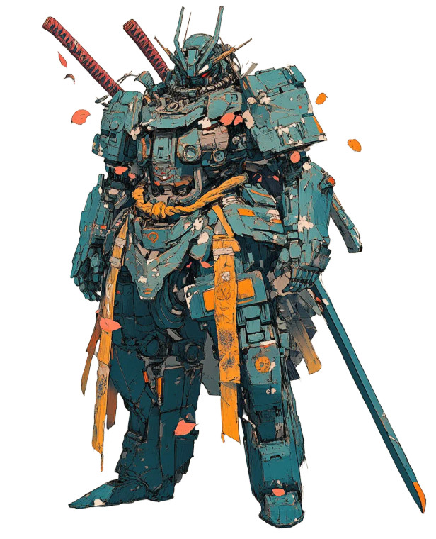 Mecha Samurai Art Vinyl Car Decal Sticker – Waterproof & UV-Resistant 8"