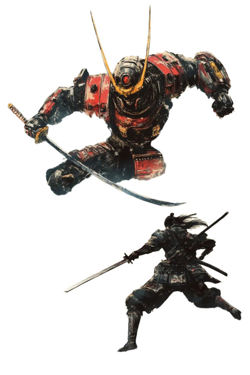 Samurai Vs Robot Vinyl Car Decal Sticker – Waterproof & UV-Resistant 8"