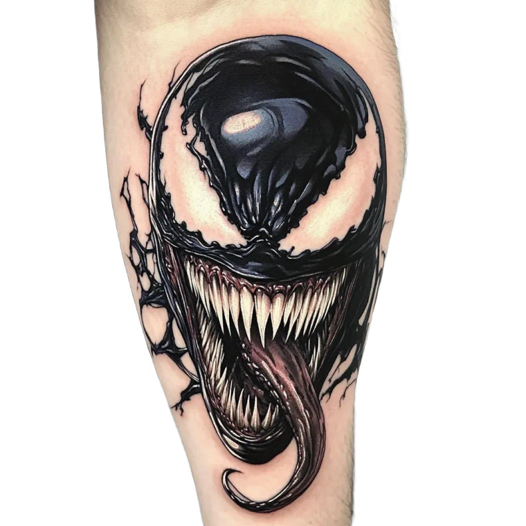 Venom Face Tattoo Vinyl Car Decal Sticker – Waterproof & UV-Resistant 8"