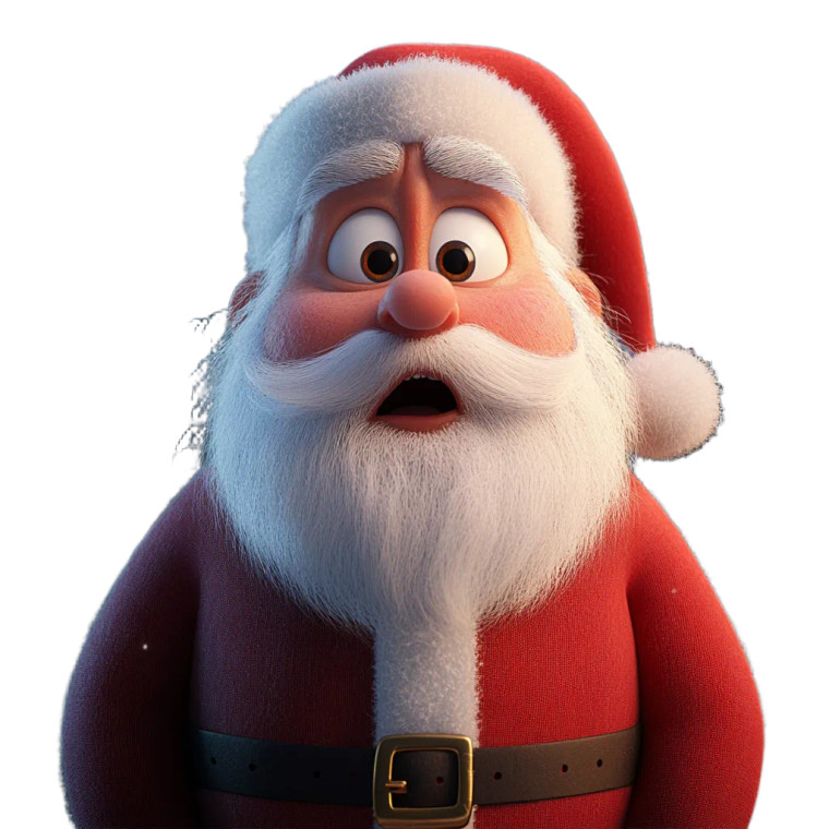 Worried Pixar Santa Vinyl Car Decal Sticker – Waterproof & UV-Resistant 8"