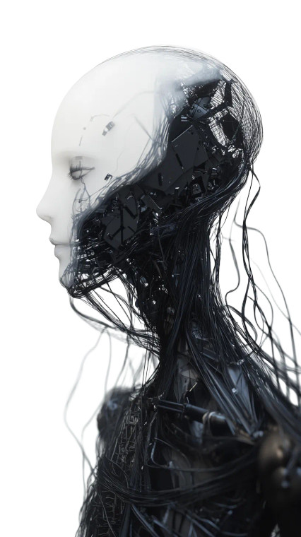 Ghostly Cyborg Portrait Vinyl Car Decal Sticker – Waterproof & UV-Resistant 8"