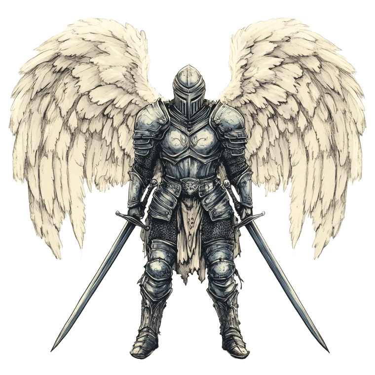 Divine Knight Angel Vinyl Car Decal Sticker – Waterproof & UV-Resistant 8"