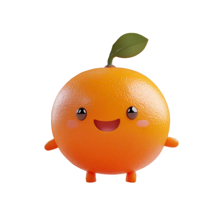 Orange Cute Mascot Vinyl Car Decal Sticker – Waterproof & UV-Resistant 8"