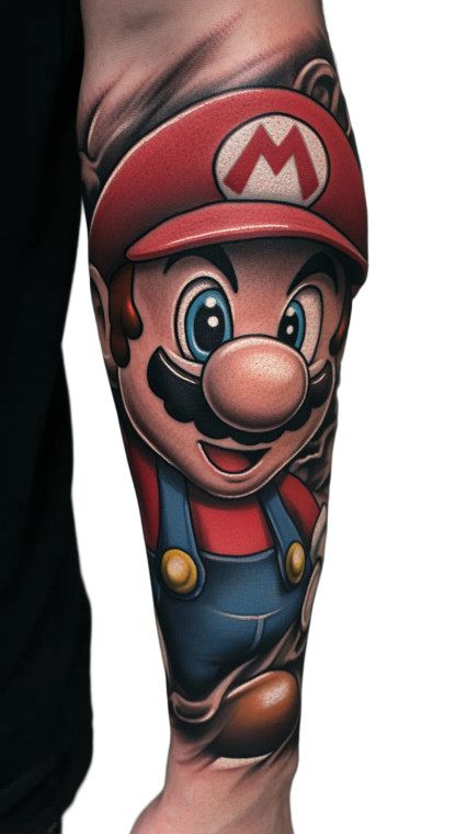 Mario Sleeve Tattoo Vinyl Car Decal Sticker – Waterproof & UV-Resistant 8"