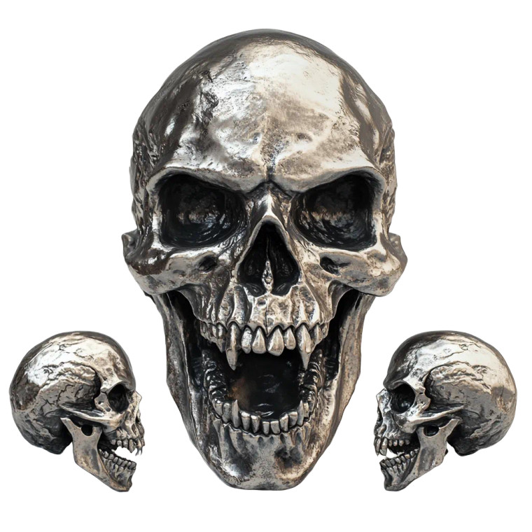 Punk Silver Skull Vinyl Car Decal Sticker – Waterproof & UV-Resistant 8"