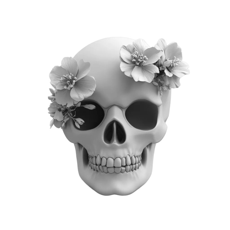 Skull With Flowers Vinyl Car Decal Sticker – Waterproof & UV-Resistant 8"