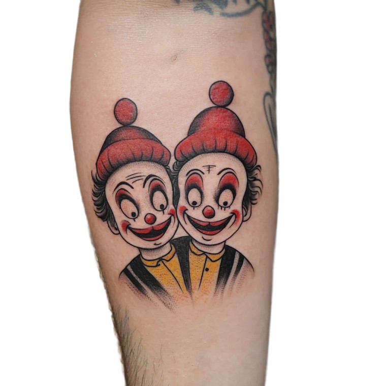 Twin Clowns Tattoo Vinyl Car Decal Sticker – Waterproof & UV-Resistant 8"