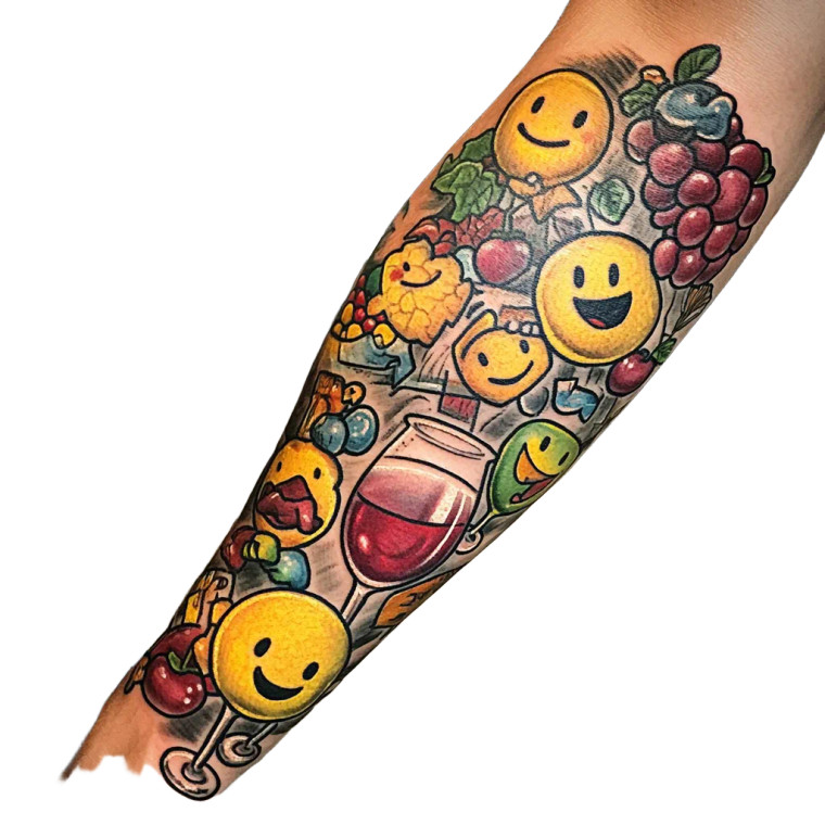 Emoji Tattooed Arm Vinyl Car Decal Sticker – Waterproof & UV-Resistant 8"