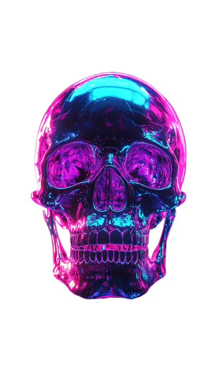 Neon Glowing Skull Vinyl Car Decal Sticker – Waterproof & UV-Resistant 8"