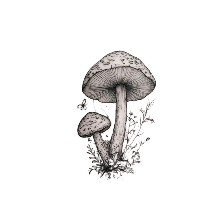 Ancient Mushroom Tattoo Vinyl Car Decal Sticker – Waterproof & UV-Resistant 8"