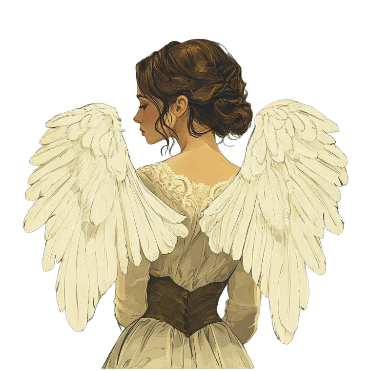 Somber Angel Woman Vinyl Car Decal Sticker – Waterproof & UV-Resistant 8"