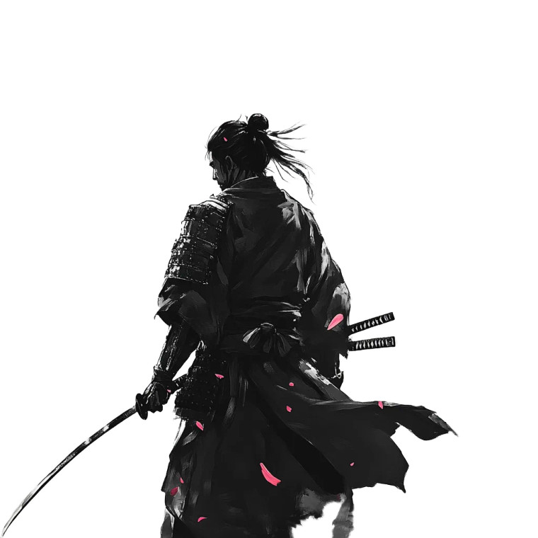 Ronin With Cherry Blossoms Vinyl Car Decal Sticker – Waterproof & UV-Resistant 8"