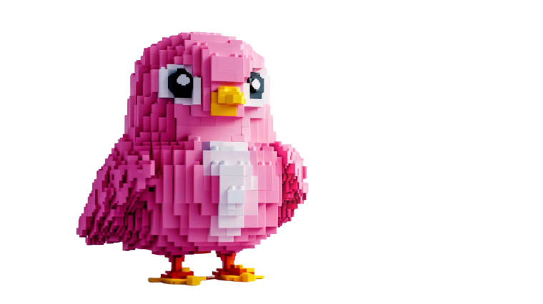 Pink Lego Bird Vinyl Car Decal Sticker – Waterproof & UV-Resistant 8"