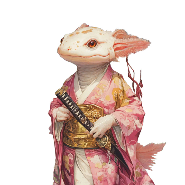 Samurai Axolotl Vinyl Car Decal Sticker – Waterproof & UV-Resistant 8"