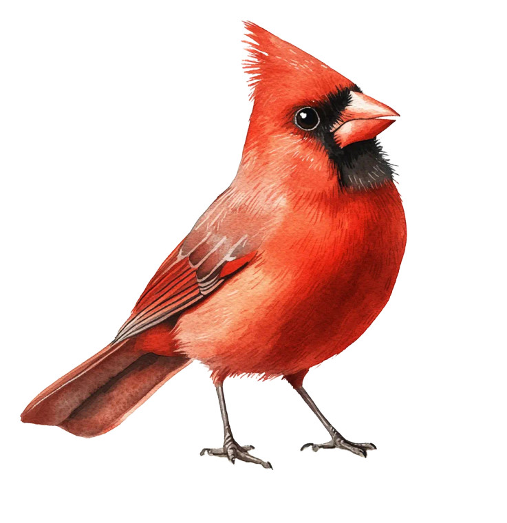 Red Cardinal Illustration Vinyl Car Decal Sticker – Waterproof & UV-Resistant 8"