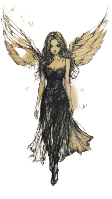 Angel Girl Sketch Vinyl Car Decal Sticker – Waterproof & UV-Resistant 8"