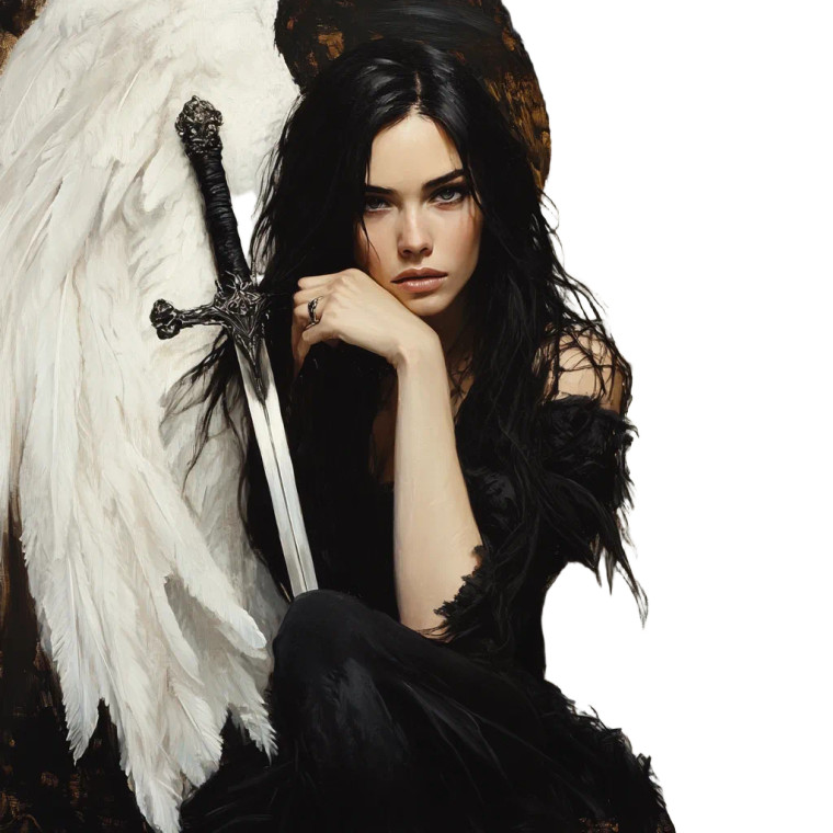 Ethereal Angel Warrior V2 Vinyl Car Decal Sticker – Waterproof & UV-Resistant 8"