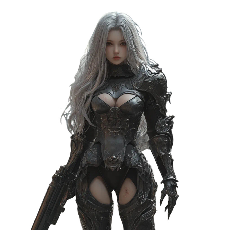 Armored Silver-Haired Warrior Vinyl Car Decal Sticker – Waterproof & UV-Resistant 8"
