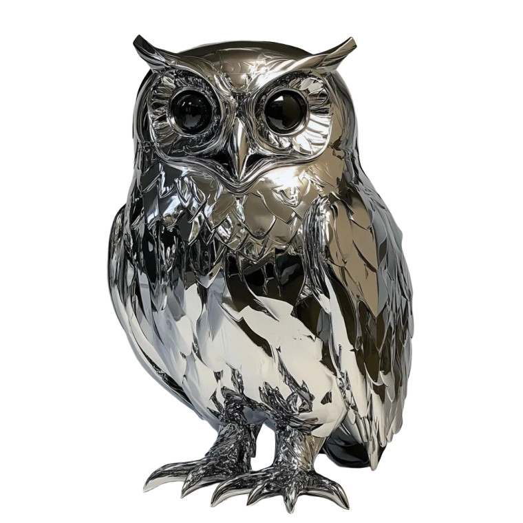 Chrome Owl Vinyl Car Decal Sticker – Waterproof & UV-Resistant 8"