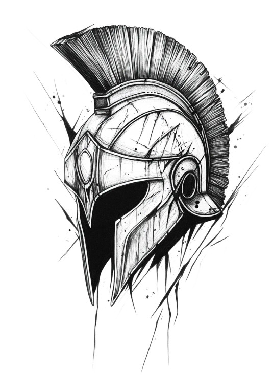 Greek Helmet Tattoo Vinyl Car Decal Sticker – Waterproof & UV-Resistant 8"