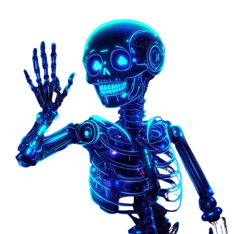 Robotic Skeleton Greeting Vinyl Car Decal Sticker – Waterproof & UV-Resistant 8"