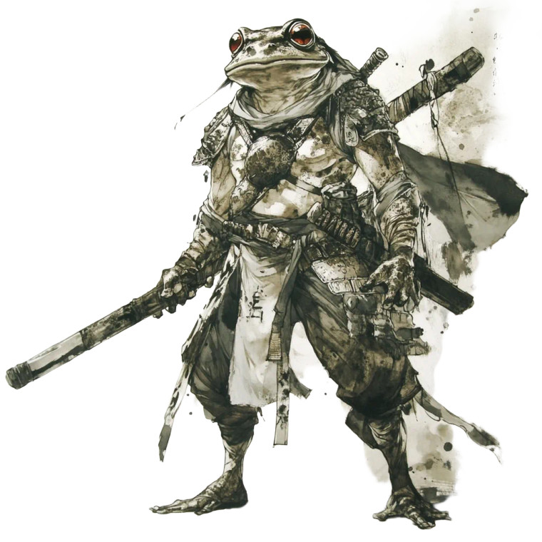 Oriental Frog Warrior Vinyl Car Decal Sticker – Waterproof & UV-Resistant 8"