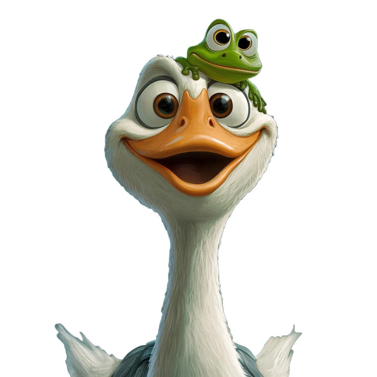 Happy Goose & Frog Vinyl Car Decal Sticker – Waterproof & UV-Resistant 8"