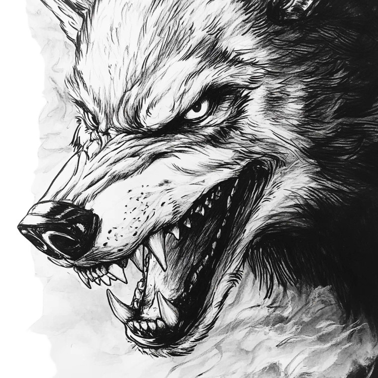 Snarling Wolf Illustration Vinyl Car Decal Sticker – Waterproof & UV-Resistant 8"