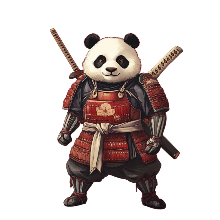 Panda Japanese Warrior Vinyl Car Decal Sticker – Waterproof & UV-Resistant 8"