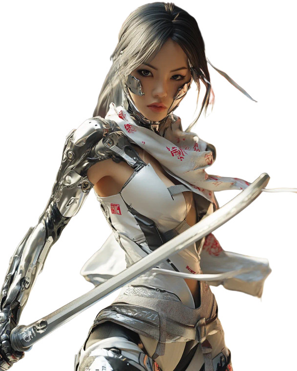 Futuristic Cyborg Ninja Vinyl Car Decal Sticker – Waterproof & UV-Resistant 8"