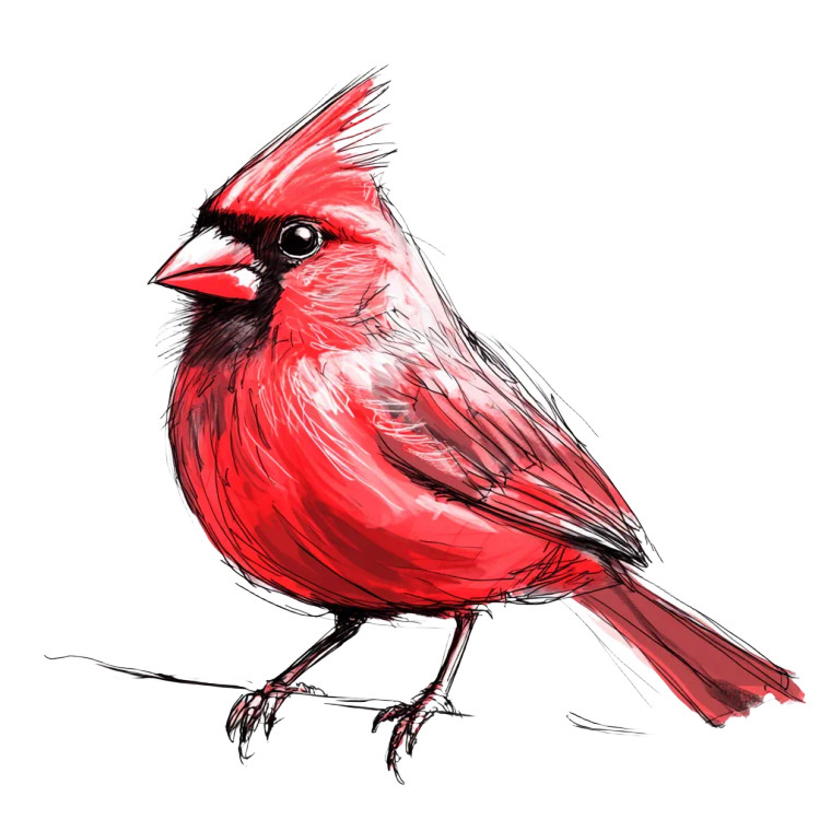 Cardinal Sketch Vinyl Car Decal Sticker – Waterproof & UV-Resistant 8"