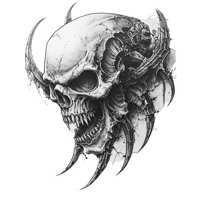 Tyranid Skull Tattoo Vinyl Car Decal Sticker – Waterproof & UV-Resistant 8"